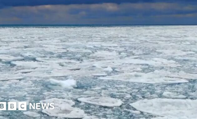 Watch mesmerising ice formations cover parts of Lake Michigan