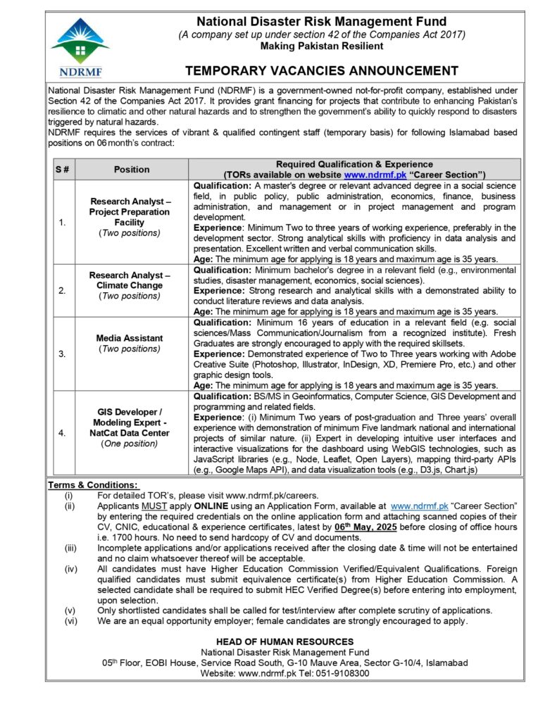 Latest NDRMF Jobs 2025